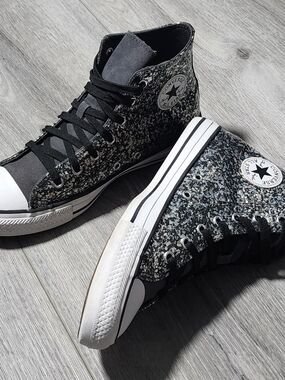 Converse Chuck Taylor All Star High Top Black Glitter Sneakers Womens Size 7.5